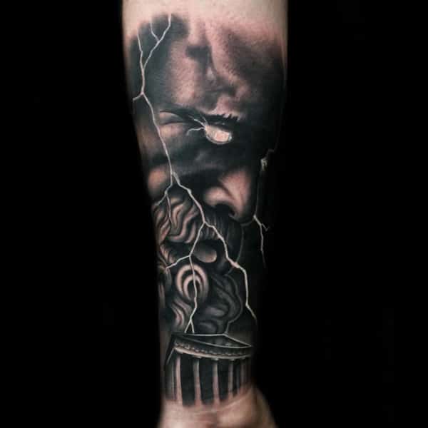 Scary / Spooky tattoo of Zeus's face.
