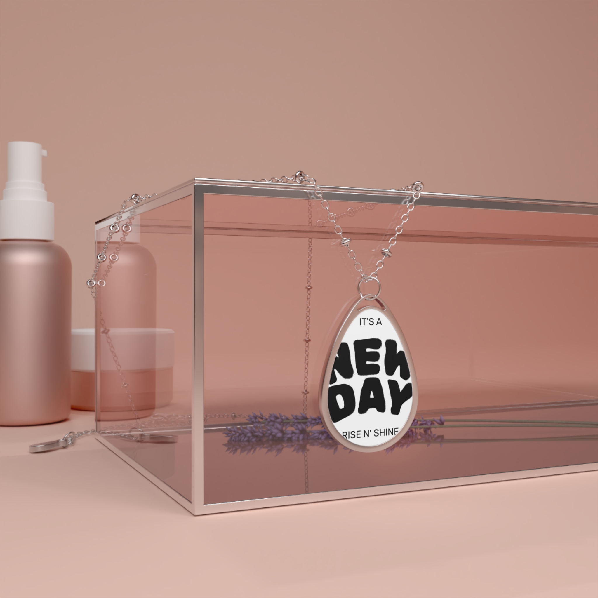 Inspirational Oval Necklace - 'It's a New Day' Pendant, Motivational Jewelry, Everyday Wear, Gift for Her, Encouragement Gift - Image 4